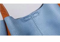 Bolso de piel auténtica para mujer, bandolera de hombro de diseñador de lujo, Color sólido, a la moda - details 13