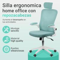 Silla de Oficina Ajustable y Reclinable Soporte Lumbar, Reposacabezas Ajustable, Plegable, Transpirable, Ruedas Giratorias 360° Soporta hasta 120kg - details 2