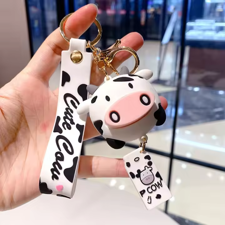 Llavero de Silicona de Vaca de Dibujos Animados Accesorio de Bolso Lindo para Chicas - 1