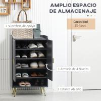 Zapatero Estrecho con 2 Puertas Mueble de Zapatero Ajustable para 15 Pares de Zapatos Blanco - details 12
