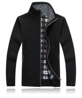 Chaqueta de Punto para Hombres en Invierno Cuello Abierto, Manga Larga, Forro de Lana, Ropa Casual de Color Sólido - details 7