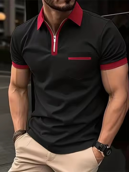 Camiseta informal de manga corta con bolsillo en el pecho para hombre POLO - 1