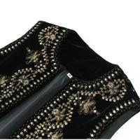 Chaleco de Terciopelo con Lentejuelas Bordados Cuello Redondo, Sin Mangas, Moda Vintage para Mujeres Primavera 2023 - details 4