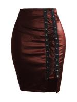 Minifalda Sexy de piel sintética con vendaje cruzado para mujer, faldas ajustadas de cintura alta, ceñidas para oficina, fiesta y Club - details 3