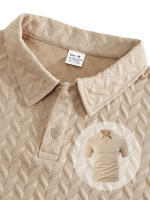 Hombre verano slim transpirable transpiración suelta casual color sólido jacquard hombre manga corta Polo - details 9
