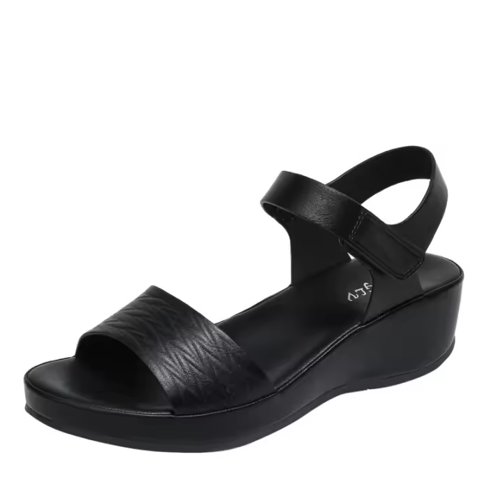 Sandalias de cuña de playa con relieve, nuevas sandalias de verano de tacón alto, modernas, cómodas y casuales, zapatos romanos de una sola tira. - 1