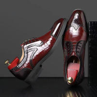 Brock en relieve oxfords zapatos de cuero para hombre - details 20