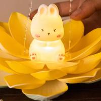 Linternas de flores de loto DIY, paquete de Material brillante, linterna de loto de conejo, linterna luminosa hecha a mano para Festival del Medio Otoño - details 10