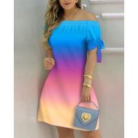 Vestido Estampado Sexy A La Moda Para Mujer, Vestido Acampanado De Manga Corta Con Hombros Descubiertos, Minivestidos Con Hombros Descubiertos Para Mujer - details 26