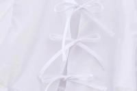 Blusa Elegante de Moda para Mujer 2025 Estilo Informal con Manga Corta y Abombada con Cuello Redondo Top de Algodón con Cordones y Lazo Blanco Dulce - details 4