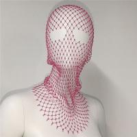 Máscara de cubierta de tocado de red, turbante, sombrero, máscara de novia para boda, velo de malla con diamantes de imitación, tocado de rejilla, máscara de cabeza de cristal, diadema de diamante - details 11