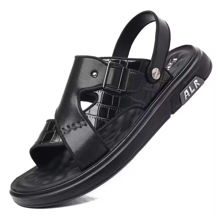 Sandalias de Verano para Hombres Suelas Gruesas, Estilo Casual, Zapatillas de Playa de Cuero Antideslizante, Doble Propósito - 1