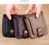 Cartera pequeña Vintage para hombre, monedero corto de cuero PU, Color sólido, con cierre y cremallera - details 11