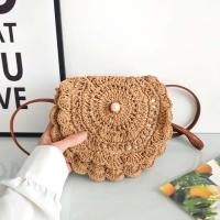 Bolso tejido con hilo de algodón con borde de flores, bolso cruzado de paja Retro ahuecado, bolso tejido de estilo étnico con perlas transpirables para uso diario - details 11