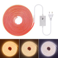Tira de luces LED COB regulable de 220V con adhesivo, enchufe europeo, cinta Flexible impermeable IP65, Luz lineal de alta densidad - details 1