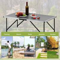 Mesa Plegable de Aluminio y Acero Ideal para Acampar, Cenar al Aire Libre, Jardín, Balcón, Fiesta de Familia, Barbacoa Muebles y Organización - details 15