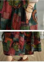 Vestido Floral de Algodón Vintage Moda Casual para Mujeres Primavera Otoño - details 38