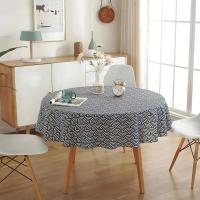 Mantel circular de poliéster grueso de algodón lavable con palmaditas navideñas, estilo nórdico sencillo, cuadros blancos y negros - details 27