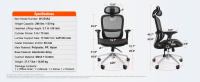 SucceBuy Silla de oficina de malla, silla de escritorio ajustable con respaldo alto con soporte lumbar y para la cabeza, ángulo y altura ajustables - details 6