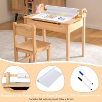Mesa de Actividades para Niños de Madera Con Silla Escritorio Infantil con Soporte para Papel para Dibujar, Estudiar y Juegar - details 2