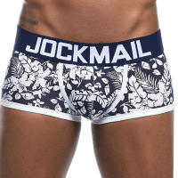 Marca JOCKMAIL, bragas masculinas, Boxers transpirables, ropa interior de algodón para hombres, bolsa convexa en U, calzoncillos sexis con estampado de hojas, pantalones cortos para el hogar - details 5