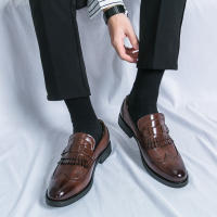 Zapatos formales de negocios para hombres, borla de empalme de un solo botón, Retro, moda juvenil, diario, oficina, banquete, novio, boda - details 12
