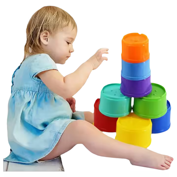 Juego De Juguetes Educativos Para Bebés 9PCS Torre De Bloques Plegable De Oso Arcoíris Alfabeto Y Números Regalo Para Niños - 1