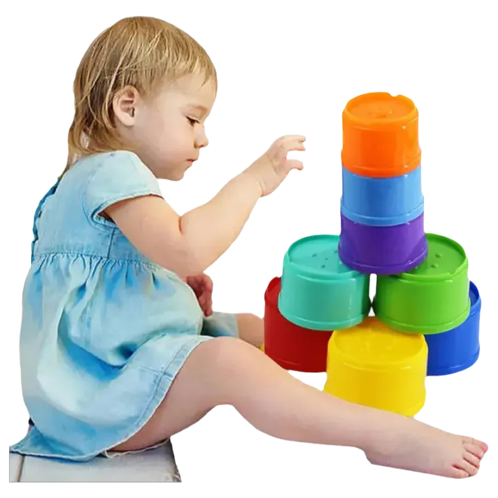 Juego De Juguetes Educativos Para Bebés 9PCS Torre De Bloques Plegable De Oso Arcoíris Alfabeto Y Números Regalo Para Niños - 1