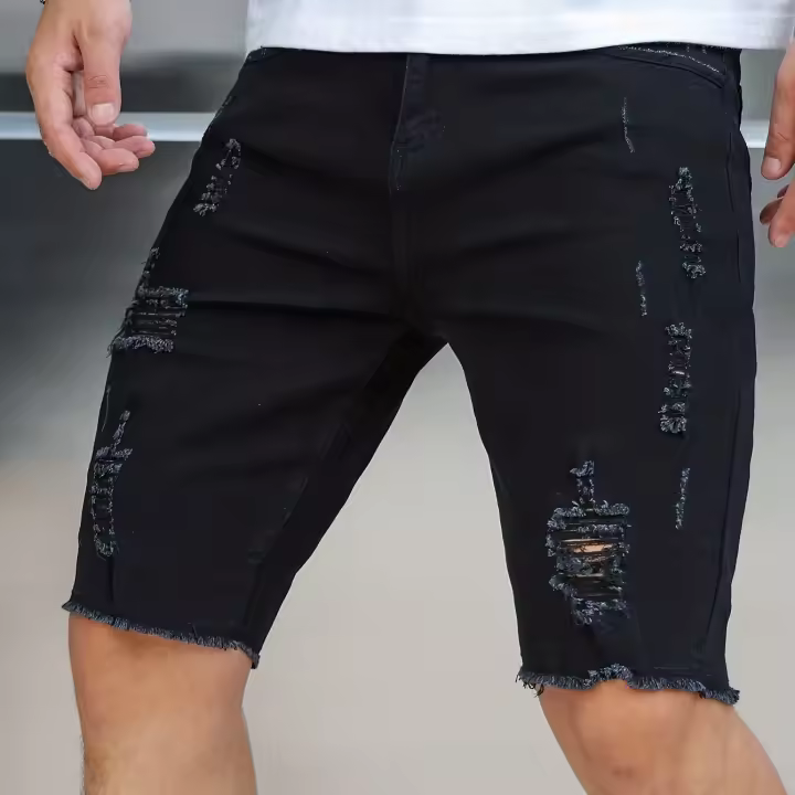 Pantalones Cortos De Mezclilla Rasgados Para Hombre, Pantalones De Mezclilla Desgastados De Estilo informal Para Verano - 1