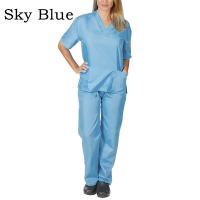 Uniforme de trabajo de enfermera de manga corta con cuello en V de color sólido para mujer, conjunto de ropa de trabajo de enfermería médica para médico de hospital, ropa de cirugía Dental - details 10