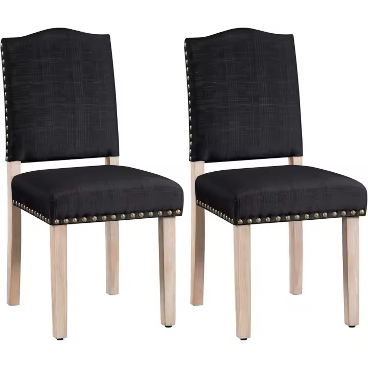 2PCS de Sillas de Comedor de Respaldo Alto, Sillas de Cocina, Patas de Madera Maciza, Diseño Clásico, Reposabrazos - 1