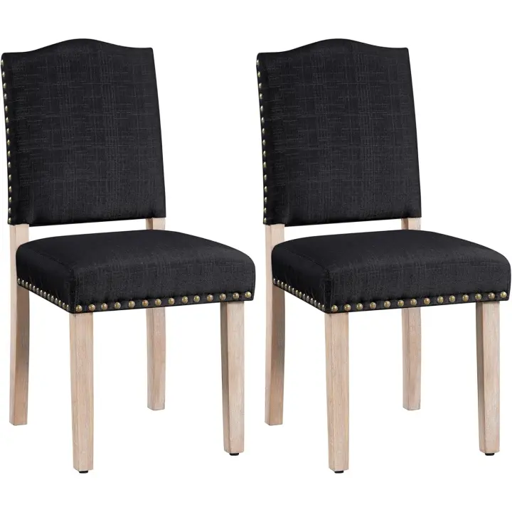2PCS de Sillas de Comedor de Respaldo Alto, Sillas de Cocina, Patas de Madera Maciza, Diseño Clásico, Reposabrazos - 1