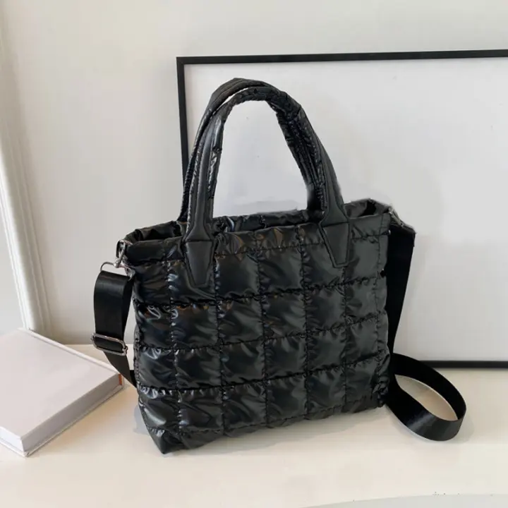 Bolso bandolera de gran capacidad con hombro acolchado de nailon para mujer Color sólido - 1