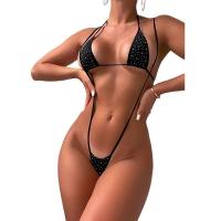 Set De Lencería Erótica Con Diamantes Mujer Sexy Sin Aros Sujetador Y Bragas Dos Piezas Bikini Sin Apoyo De Encaje Material Poliéster - details 2
