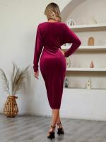 Vestido de manga larga con cuello en V para mujer, Blazer elegante de algodón, Color sólido, elástico, informal, barato, promoción - details 10