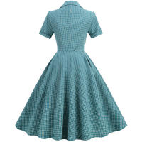 Elegante estilo de color en contraste a cuadros Hepburn con cinturilla fina, de gran tamaño - details 4