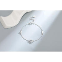 Pulsera de corazón de diamante completo de plata S para mujer, estilo coreano Ins, nicho Simple, joyería de personalidad Bestie de alta gama - details 10