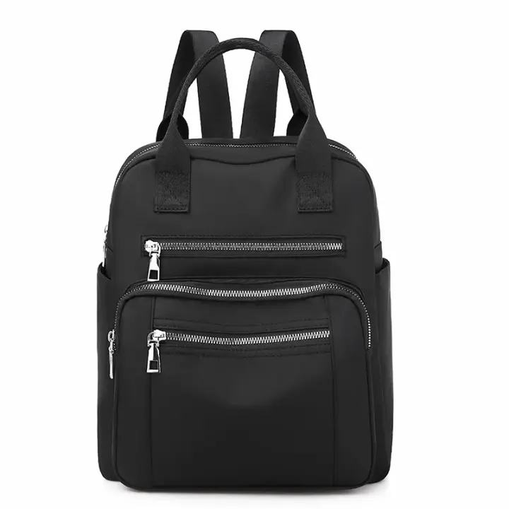 Mochila de viaje informal impermeable para mujer, bolso de hombro de gran capacidad, Oxford, monedero negro - 1