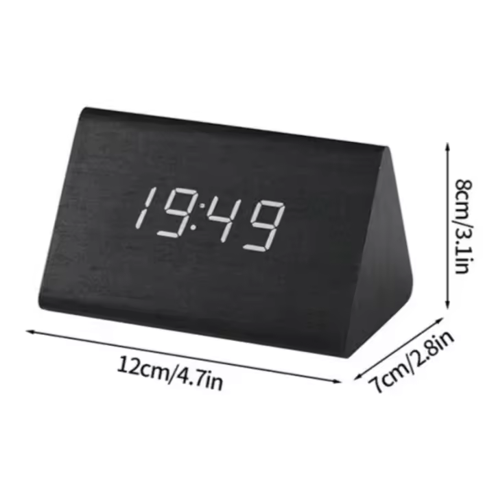 Reloj despertador Digital LED de madera con Control de voz y temperatura, despertador electrónico de escritorio - 1