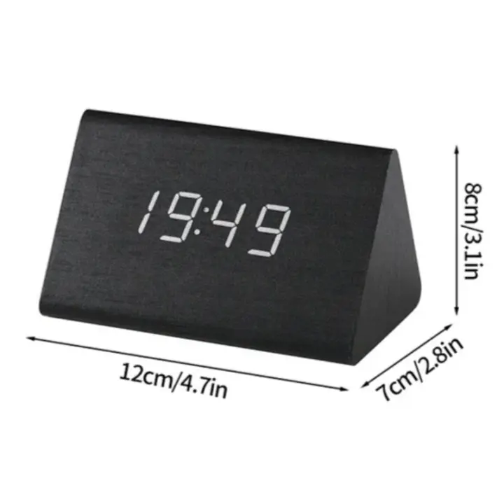 Reloj despertador Digital LED de madera con Control de voz y temperatura, despertador electrónico de escritorio - 1