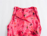- Falda estampada elegante para mujer, retro plisada con volantes, cuello redondo, sin mangas, dobladillo dividido, playa - details 3