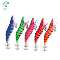 Aparejos de pesca de 5 piezas, anzuelo de calamar 2023 jigs, 12g, señuelo de pulpo 14,5g, 19,9g, señuelos de camarón de madera de simulación - details 2
