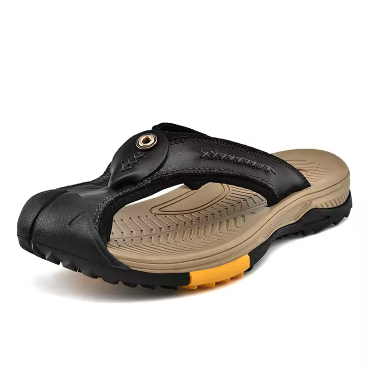 Chanclas informales de piel para hombre, sandalias antideslizantes para caminar - 1