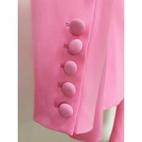 Conjunto de Traje Blazer de Dos Piezas Rosa Talla Grande, Top de Botón, Pantalón Lápiz para Oficina - details 8