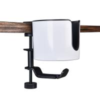 Portavasos de escritorio antideslizante 2 en 1, rotación de 360 grados, abrazadera de brazo ajustable, colgador de auriculares de escritorio, fácil instalación, ajuste Universal - details 4