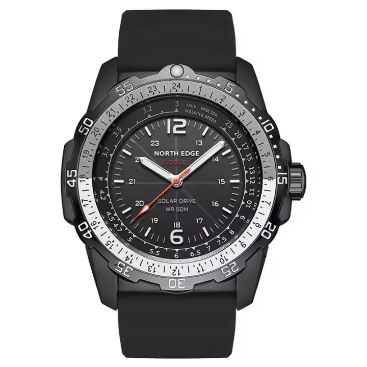 Reloj NORTH EDGE EVOQUE2 Original para Hombres con Energía Solar y Luminosidad Ideal para Exteriores Exploración Montañismo Camping 50M Resistente al Agua Material de Banda de Caucho - 1
