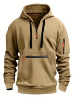 Sudadera con capucha para hombre, con bolsillos impermeables con cremallera y múltiples bolsillos, deportiva e informal, Otoño e Invierno - details 2