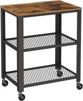 Servicio de 3 Niveles Vintage, Carro Cajonera Rústica, Estante de Almacenamiento Resistente, con Bandeja de Madera, Ruedas, para Cocina y salón, Vintage LRC78X - details 0