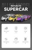 Coche de Supercar Lamborghini Revuelto en Aleación Modelo de Coche de Casting de Aleación Trendy para Hogar Regalo de Navidad Ideal para Niño - details 1