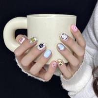 Uñas Postizas Cortas Redondas Hechas a Mano Con Gato Negro Falso De 10 Piezas Para Mujeres Y Niñas Adhesivas Desmontables Para Fiestas - details 4